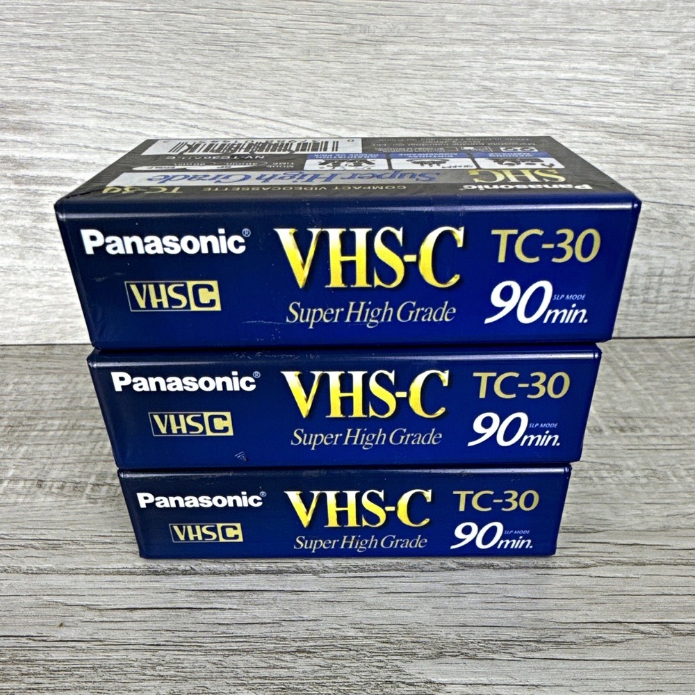 Panasonic TC-30 VHS-C Super High Grade 90 Min Camcorder Tapes Lot 3 New Sealed
